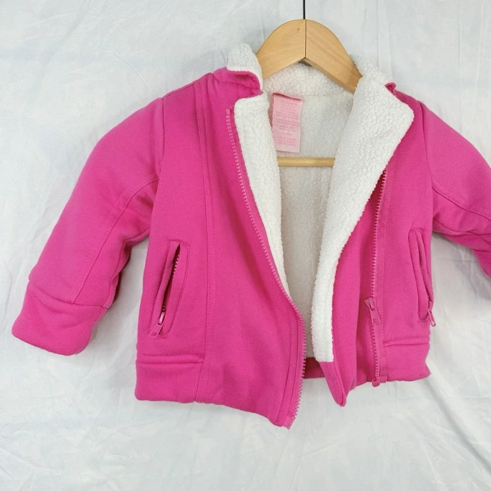 Nannette Girl SZ-3T shearling‎ Lined Pink Jacket Coat design on the back